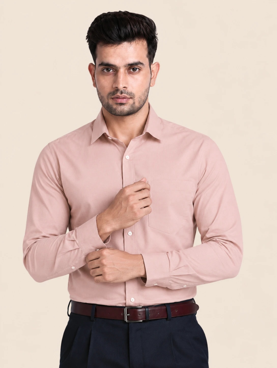 Heritage Cotton Men's Formal Shirt - Biscuit Pink