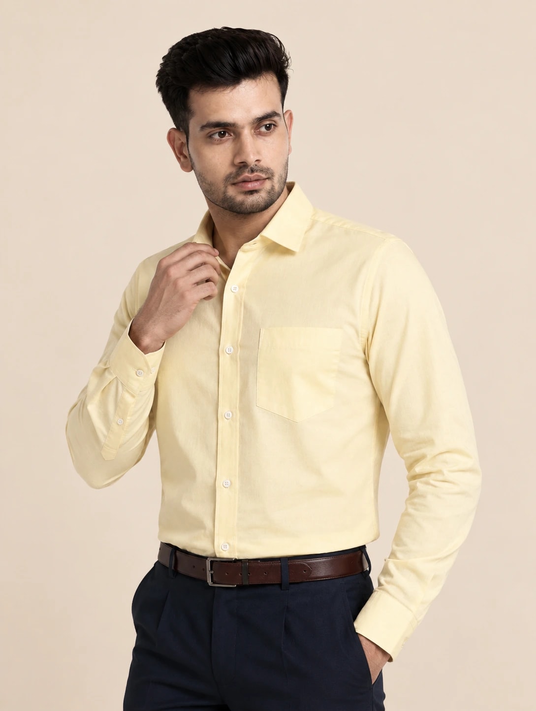 Heritage Cotton Men's Formal Shirt - Butter Yellow