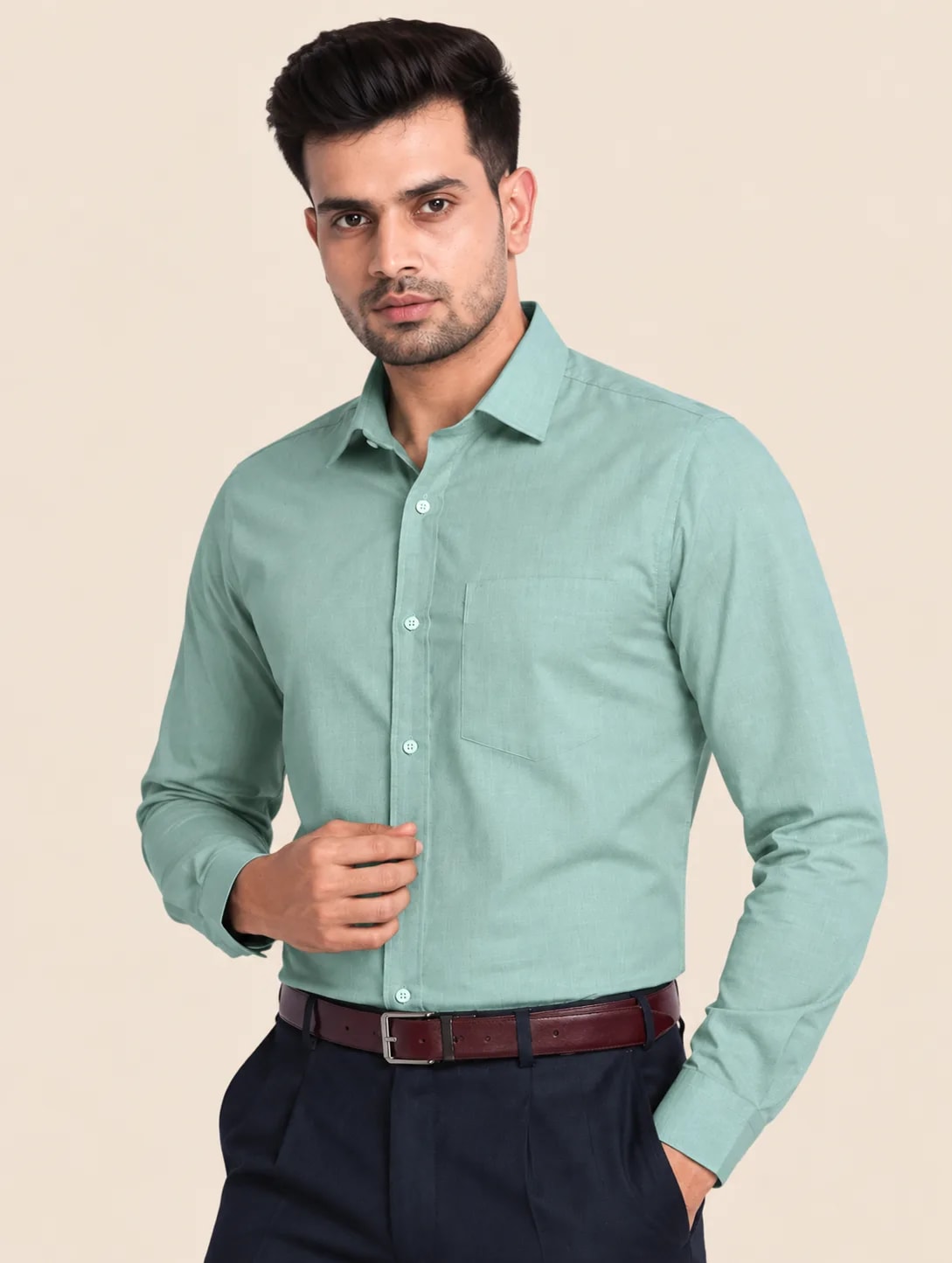 Heritage Cotton Men's Formal Shirt - Sea Green