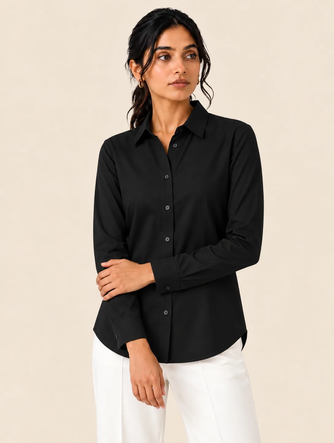 Heritage Cotton Women's Formal Shirt - Black