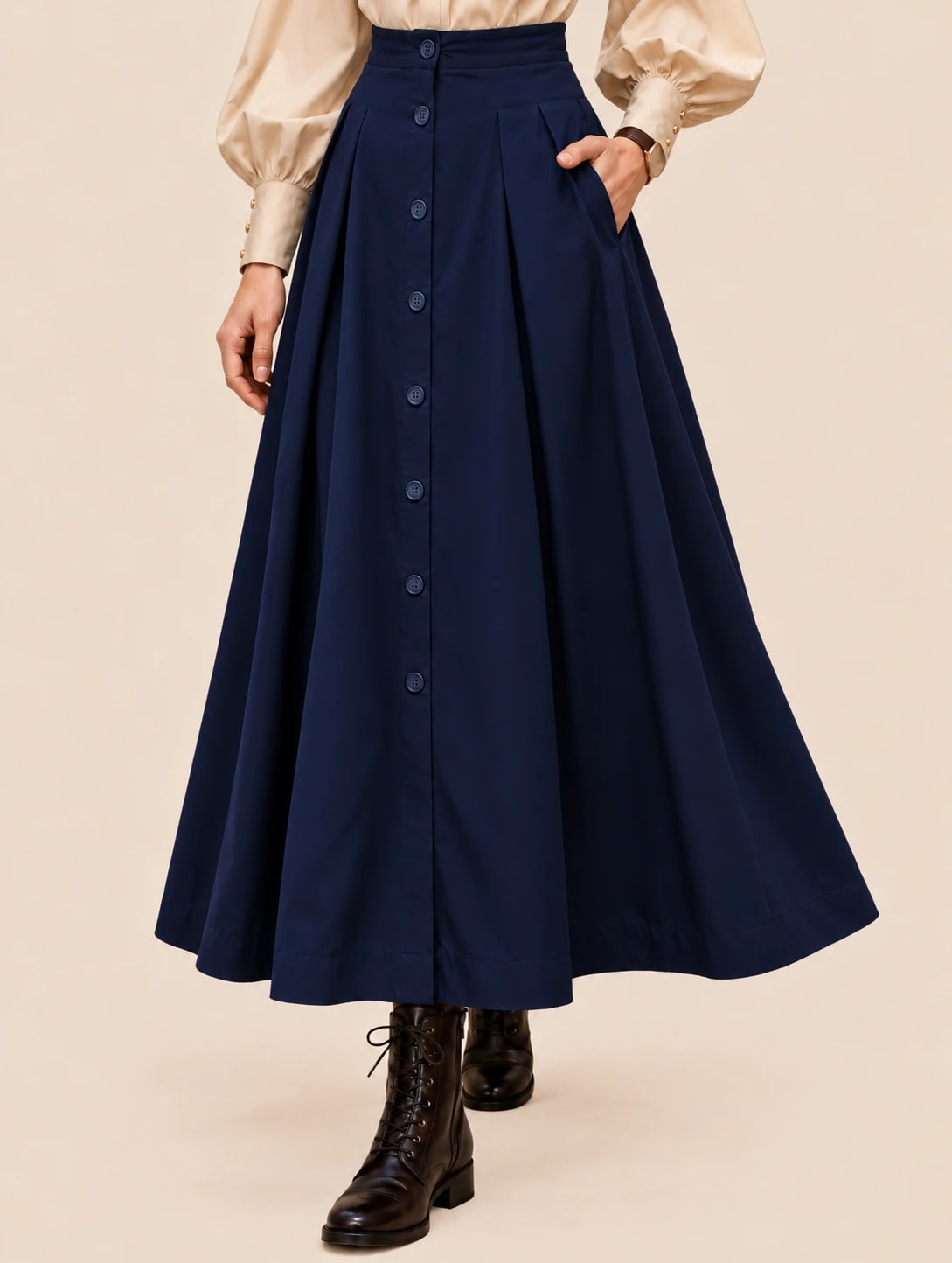 Signature TR Women's Pleated Skirt - Midnight Blue