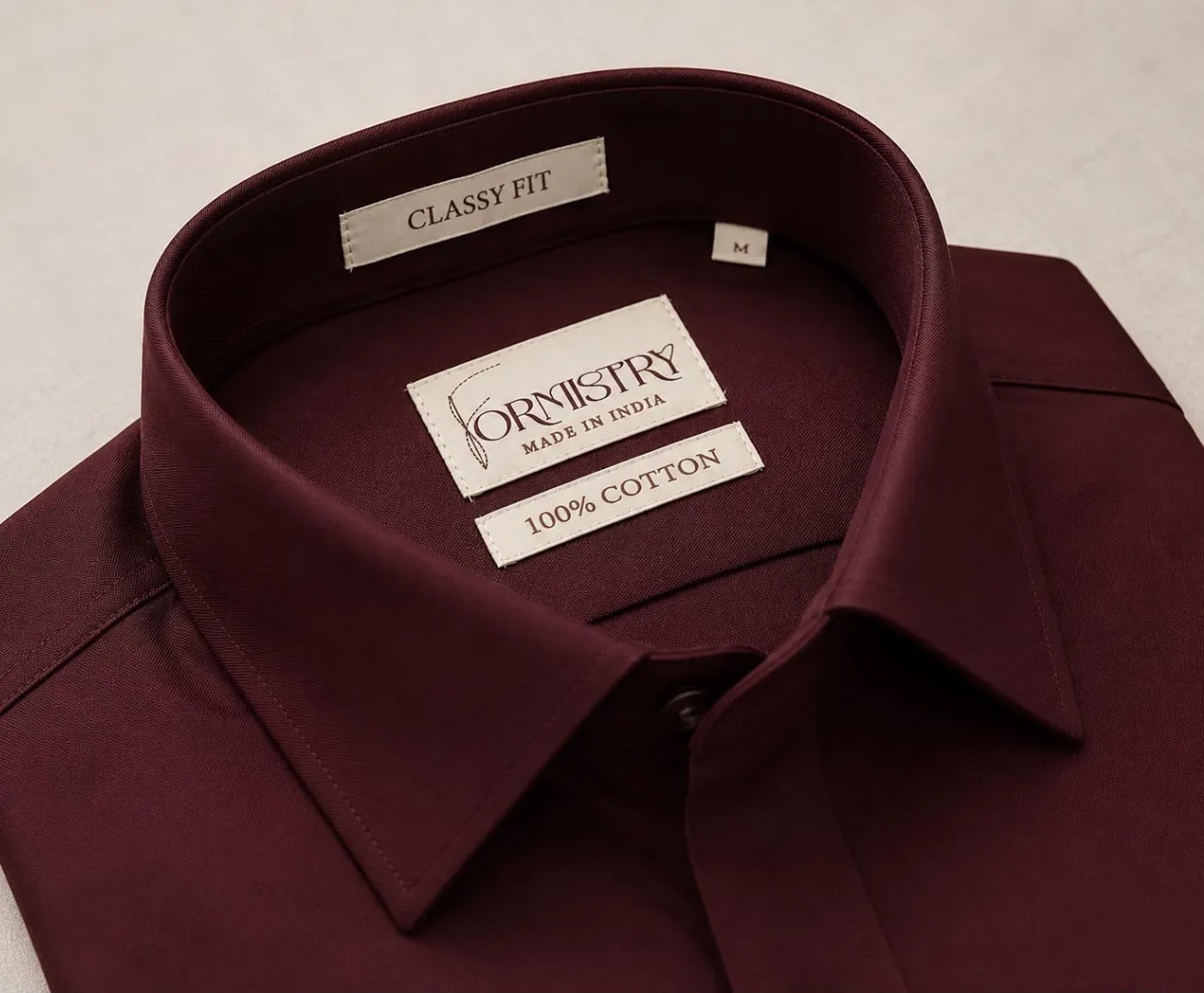 Folded Formistry cotton shirt, collar and label detail